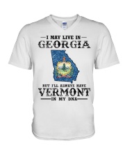 Live In Georgia But Vermont In My DNA V-Neck T-Shirt tile