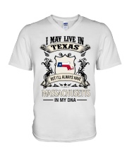 Live In Texas Massachusetts In My DNA V-Neck T-Shirt tile