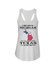 Live In Michigan But Texas In My DNA Ladies Flowy Tank tile