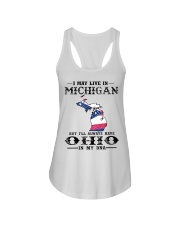 Live In Michigan But Ohio In My DNA Ladies Flowy Tank tile