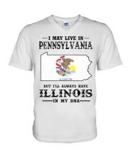 Live In Pennsylvania But Illinois In My DNA V-Neck T-Shirt tile