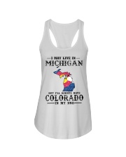 Live In Michigan But Colorado In My DNA Ladies Flowy Tank tile