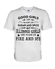 Illinois Girls Are Made Of Fire And Ice V-Neck T-Shirt tile
