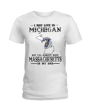 Live In Michigan But Massachusetts In My DNA Ladies T-Shirt tile