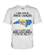 Live In North Carolina But Philadelphia My DNA V-Neck T-Shirt tile