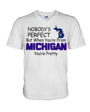 From Michigan You're Pretty V-Neck T-Shirt tile