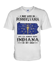 Live In Pennsylvania But Indiana In My DNA V-Neck T-Shirt tile