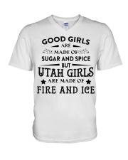 Utah Girls Are Made Of Fire And Ice V-Neck T-Shirt tile