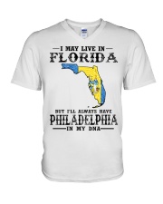 Live In Florida But Philadelphia In My DNA V-Neck T-Shirt tile