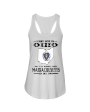 Live In Ohio But Massachusetts In My DNA Ladies Flowy Tank tile