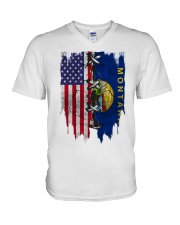 Montana American Flag V-Neck T-Shirt tile