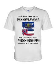 Live Pennsylvania Mississippi In My DNA V-Neck T-Shirt tile