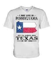 Live In Pennsylvania But Texas In My DNA V-Neck T-Shirt tile