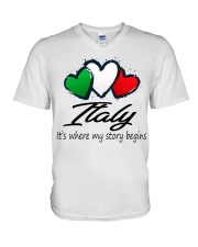 Italy Story Begins MR0197 V-Neck T-Shirt tile