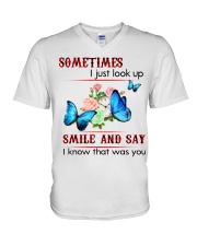 Butterfly Sometimes I Just Look Up SB3741 V-Neck T-Shirt tile