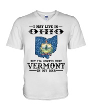 Live In Ohio But Vermont In My DNA V-Neck T-Shirt tile