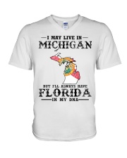 Live In Michigan But Florida In My DNA V-Neck T-Shirt tile