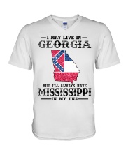 Live In Georgia But Mississippi In My DNA V-Neck T-Shirt tile