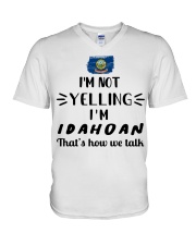 I'm Not Yelling I'm Idaho V-Neck T-Shirt tile