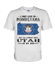 Live In Pennsylvania But Utah In My DNA V-Neck T-Shirt tile