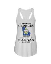 Live In Georgia But Kansas In My DNA Ladies Flowy Tank tile