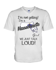 I'm Not Yelling I'm A Massachusetts Girl V-Neck T-Shirt tile