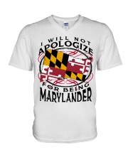 I Will Not Apologize For Being Marylander V-Neck T-Shirt tile