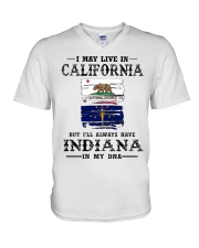 Live California Indiana In My DNA V-Neck T-Shirt tile