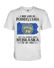 Live In Pennsylvania But Nebraska In My DNA V-Neck T-Shirt tile