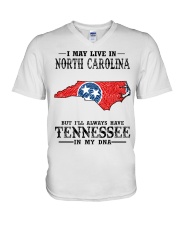 Live In North Carolina But Tennessee My DNA V-Neck T-Shirt tile