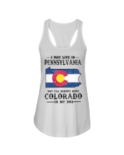 Live In Pennsylvania But Colorado In My DNA Ladies Flowy Tank tile