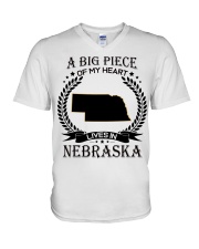 A Big Piece Of My Heart Lives In Nebraska V-Neck T-Shirt tile
