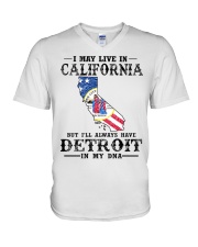 Live In California But Detroit In My DNA V-Neck T-Shirt tile