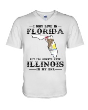 Live In Florida But Illinois In My DNA V-Neck T-Shirt tile