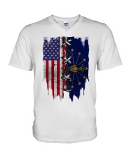 Indiana American Flag V-Neck T-Shirt tile