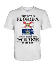 Live Florida Maine In My DNA V-Neck T-Shirt tile