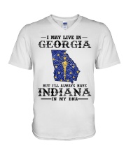 Live In Georgia But Indiana In My DNA V-Neck T-Shirt tile