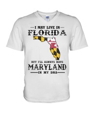 Live In Florida But Maryland In My DNA V-Neck T-Shirt tile