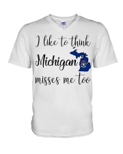 Michigan Misses Me Too V-Neck T-Shirt tile