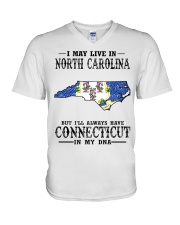 Live In North Carolina But Connecticut My DNA V-Neck T-Shirt tile