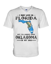Live In Florida But Oklahoma In My DNA V-Neck T-Shirt tile
