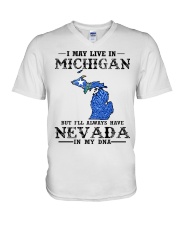 Live In Michigan But Nevada In My DNA V-Neck T-Shirt tile