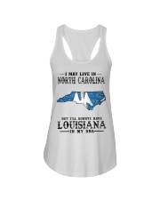 Live In North Carolina But Louisiana In My DNA Ladies Flowy Tank tile