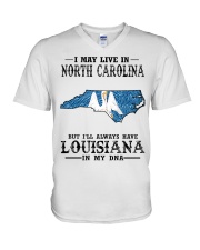 Live In North Carolina But Louisiana In My DNA V-Neck T-Shirt tile