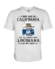 Live California Louisiana In My DNA V-Neck T-Shirt tile