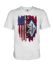 Arkansas American Flag V-Neck T-Shirt tile