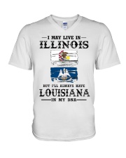 Live Illinois Louisiana In My DNA V-Neck T-Shirt tile