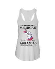 Live In Michigan But Arkansas In My DNA Ladies Flowy Tank tile