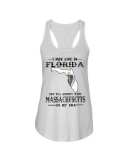 Live In Florida But Massachusetts In My DNA Ladies Flowy Tank tile