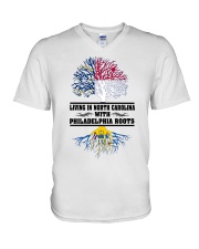 Living In North Carolina With Philadelphia Roots V-Neck T-Shirt tile